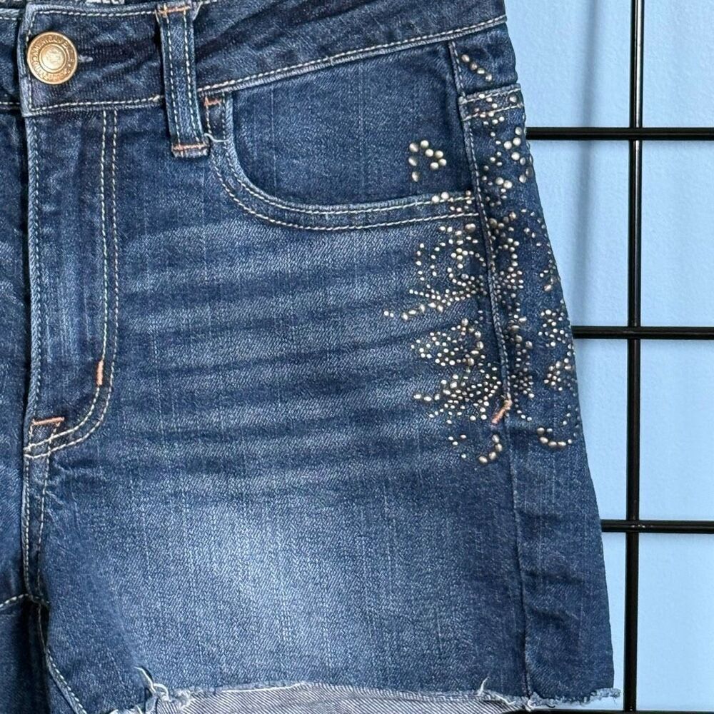 American Eagle Embellished Denim Shorts Womens 4 Blue Stretch Festival‎ Boho - Picture 5 of 10